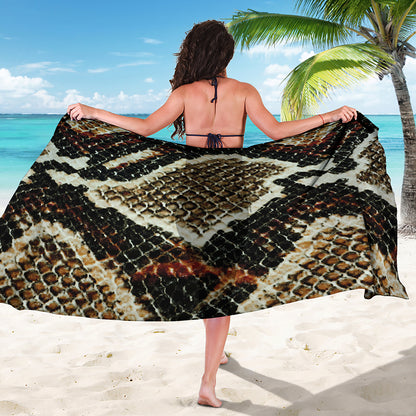 Brown And Black Snakeskin Print Beach Sarong Wrap