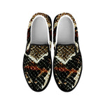 Brown And Black Snakeskin Print Black Slip On Shoes