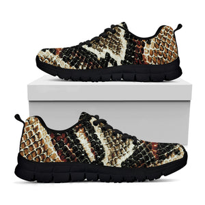 Brown And Black Snakeskin Print Black Sneakers