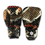 Brown And Black Snakeskin Print Boxing Gloves