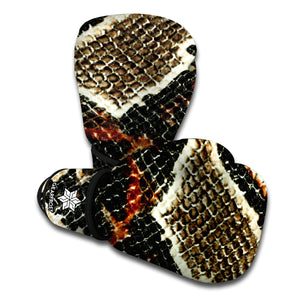 Brown And Black Snakeskin Print Boxing Gloves