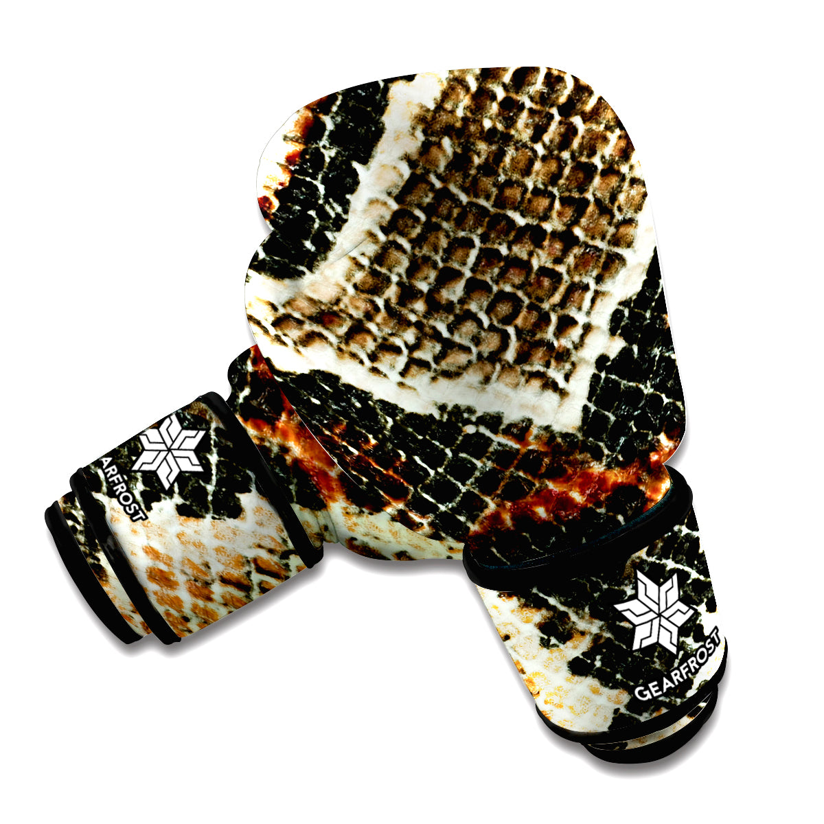 Brown And Black Snakeskin Print Boxing Gloves