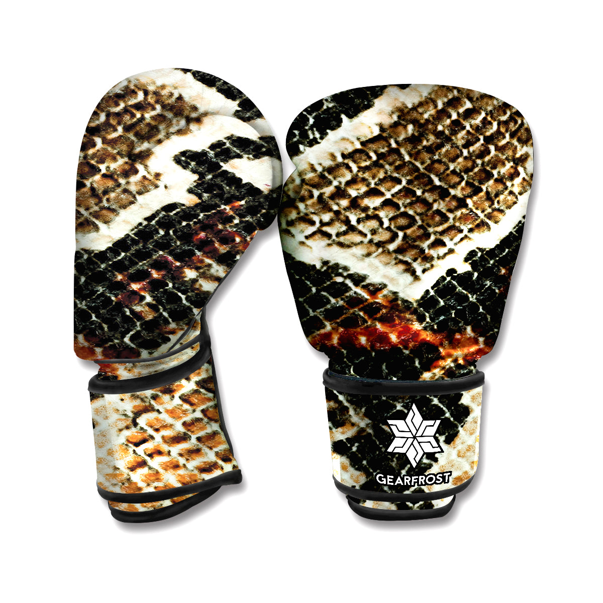 Brown And Black Snakeskin Print Boxing Gloves