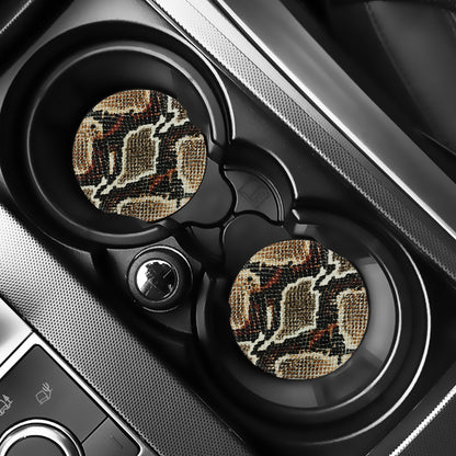Brown And Black Snakeskin Print Car Coasters