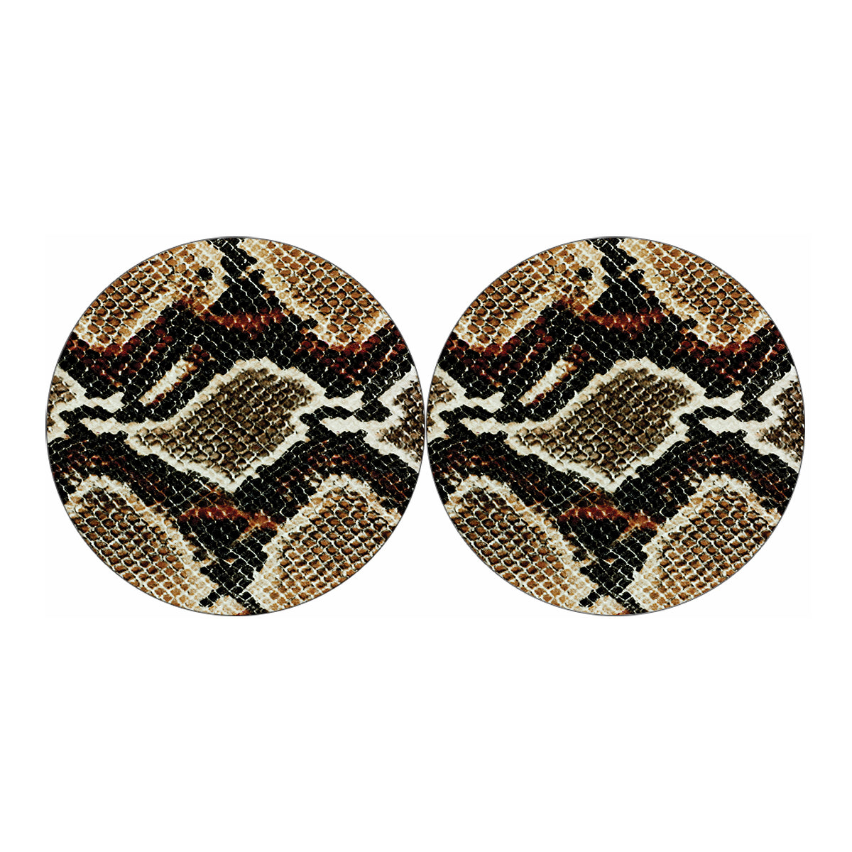 Brown And Black Snakeskin Print Car Coasters