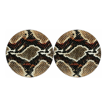 Brown And Black Snakeskin Print Car Coasters