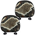Brown And Black Snakeskin Print Car Headrest Covers