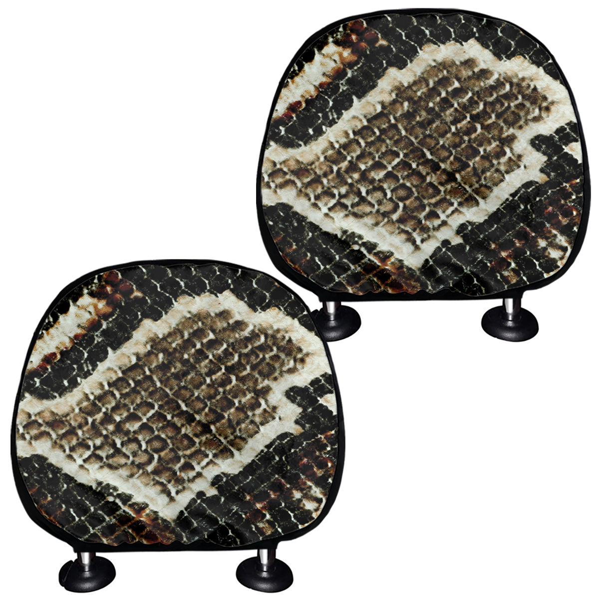 Brown And Black Snakeskin Print Car Headrest Covers
