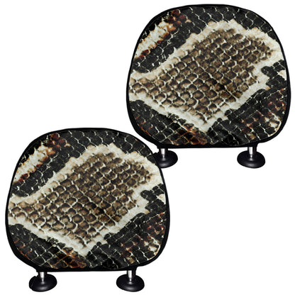 Brown And Black Snakeskin Print Car Headrest Covers