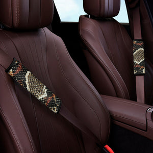 Brown And Black Snakeskin Print Car Seat Belt Covers