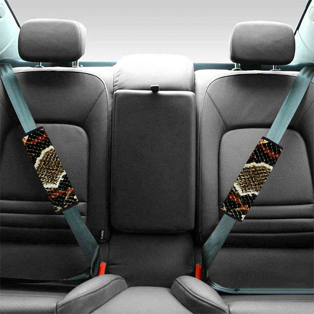 Brown And Black Snakeskin Print Car Seat Belt Covers