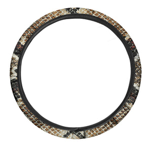 Brown And Black Snakeskin Print Car Steering Wheel Cover