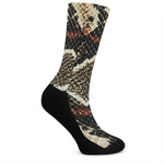 Brown And Black Snakeskin Print Crew Socks