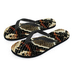 Brown And Black Snakeskin Print Flip Flops