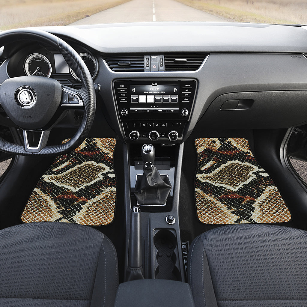 Brown And Black Snakeskin Print Front and Back Car Floor Mats