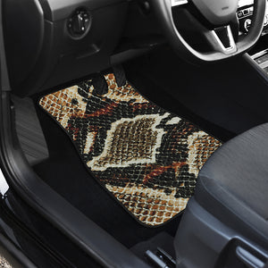 Brown And Black Snakeskin Print Front and Back Car Floor Mats