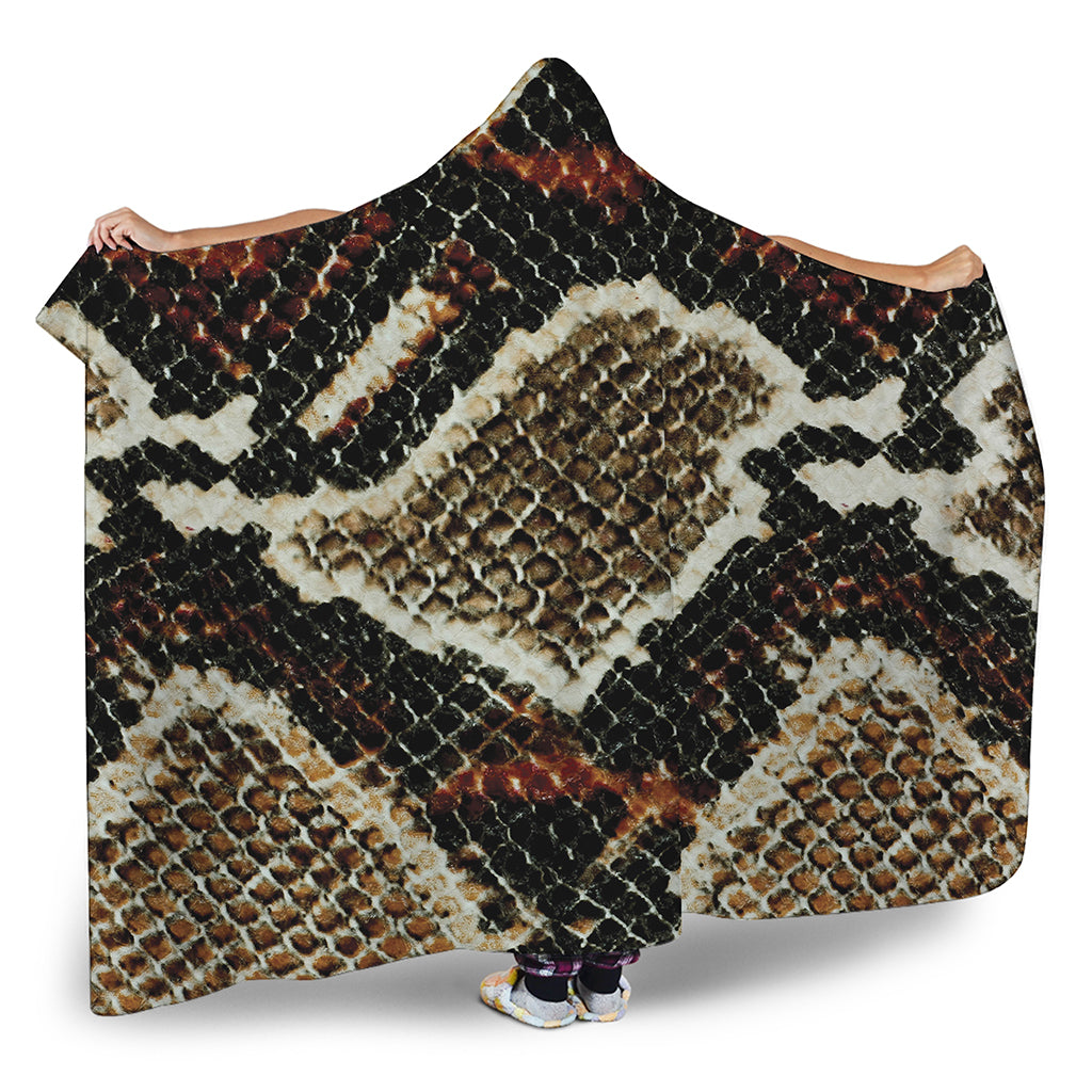 Brown And Black Snakeskin Print Hooded Blanket