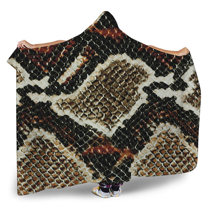 Brown And Black Snakeskin Print Hooded Blanket