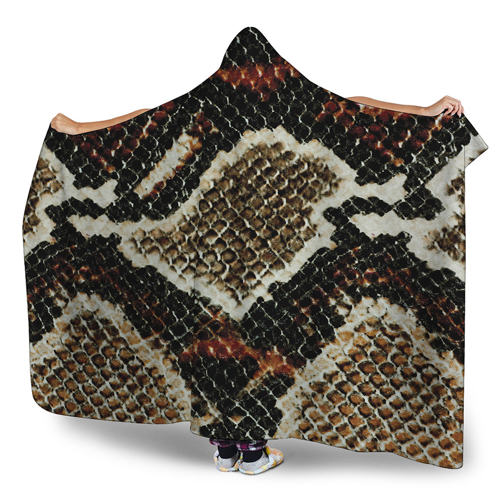 Brown And Black Snakeskin Print Hooded Blanket