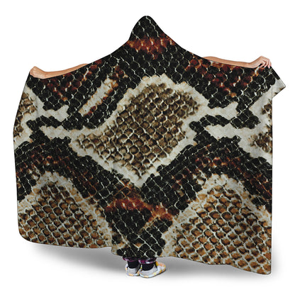 Brown And Black Snakeskin Print Hooded Blanket