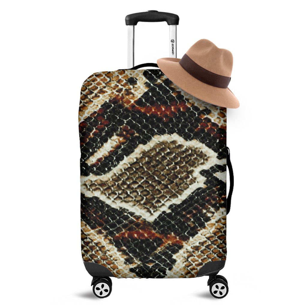 Brown And Black Snakeskin Print Luggage Cover