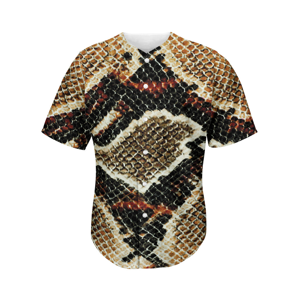 Brown And Black Snakeskin Print Men's Baseball Jersey