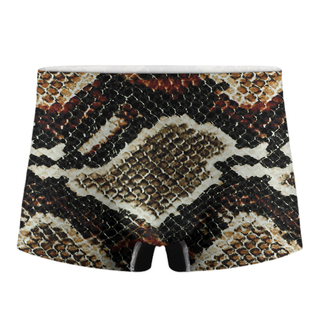 Brown And Black Snakeskin Print Men's Boxer Briefs