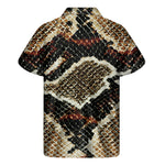 Brown And Black Snakeskin Print Men's Short Sleeve Shirt