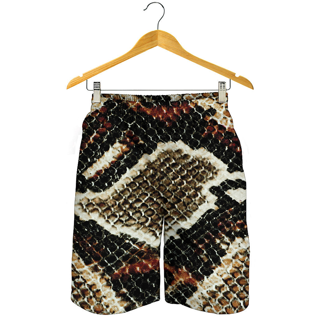 Brown And Black Snakeskin Print Men's Shorts