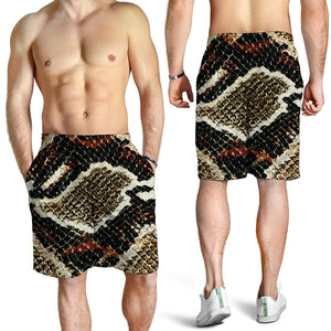 Brown And Black Snakeskin Print Men's Shorts