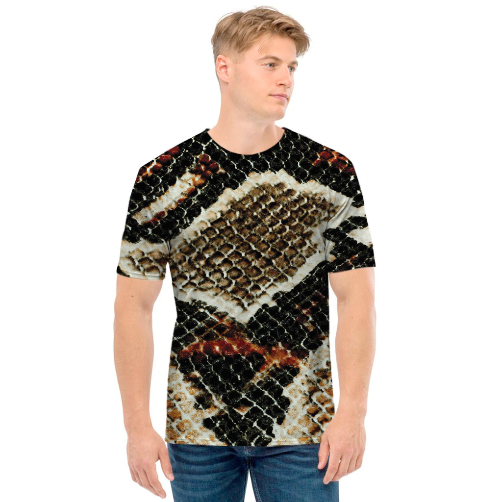 Brown And Black Snakeskin Print Men's T-Shirt