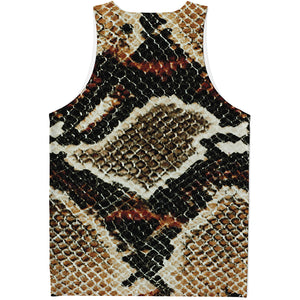 Brown And Black Snakeskin Print Men's Tank Top