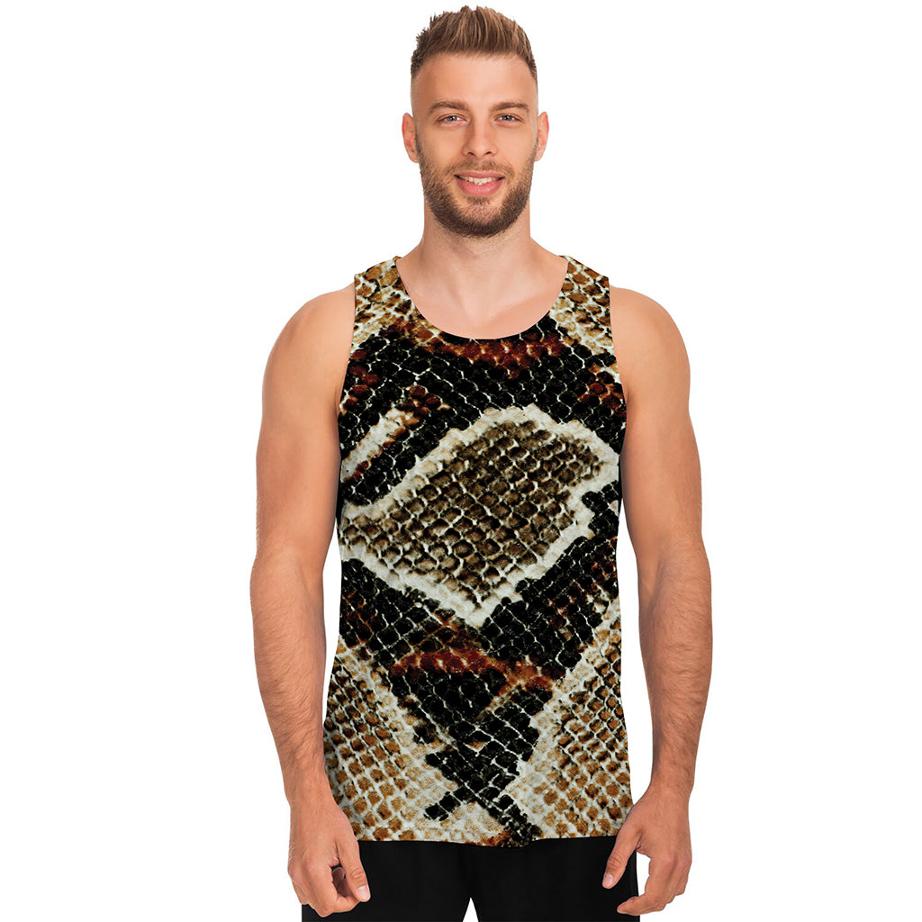 Brown And Black Snakeskin Print Men's Tank Top