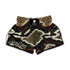 Brown And Black Snakeskin Print Muay Thai Boxing Shorts