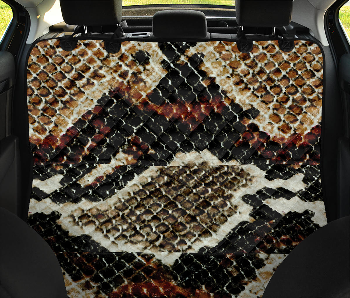 Brown And Black Snakeskin Print Pet Car Back Seat Cover