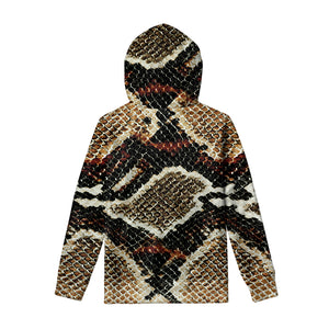 Brown And Black Snakeskin Print Pullover Hoodie