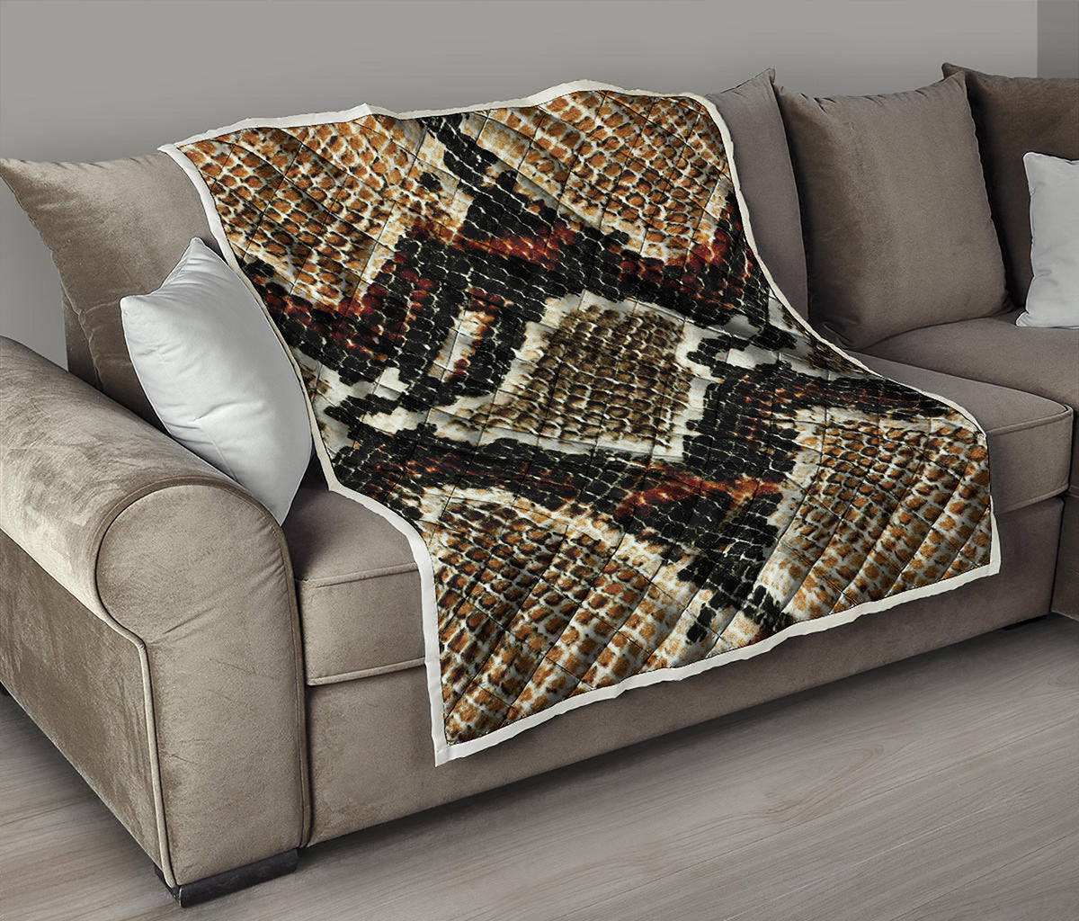 Brown And Black Snakeskin Print Quilt