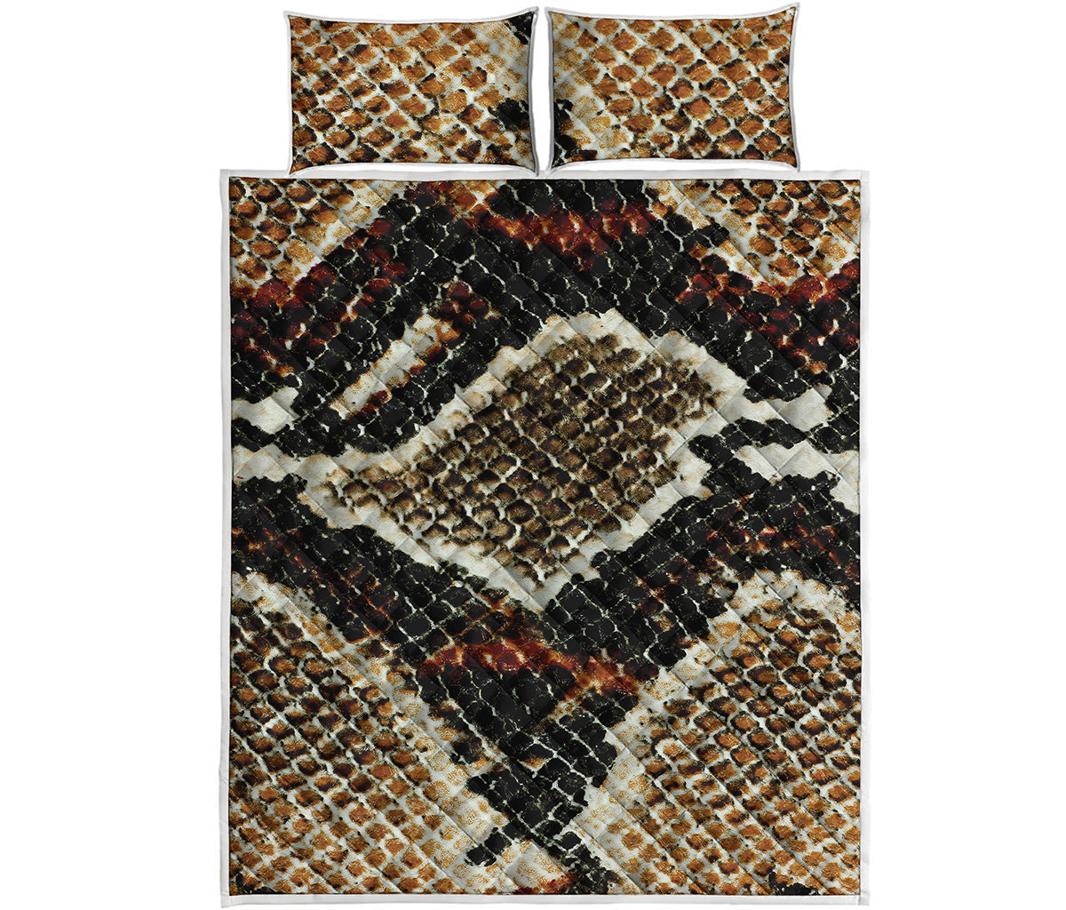 Brown And Black Snakeskin Print Quilt Bed Set