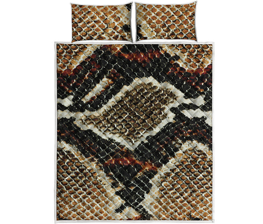 Brown And Black Snakeskin Print Quilt Bed Set
