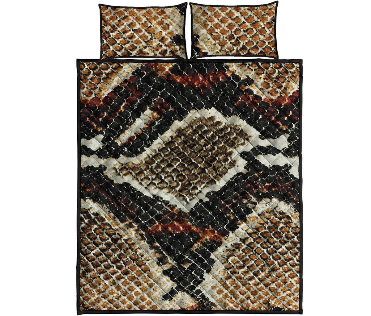 Brown And Black Snakeskin Print Quilt Bed Set