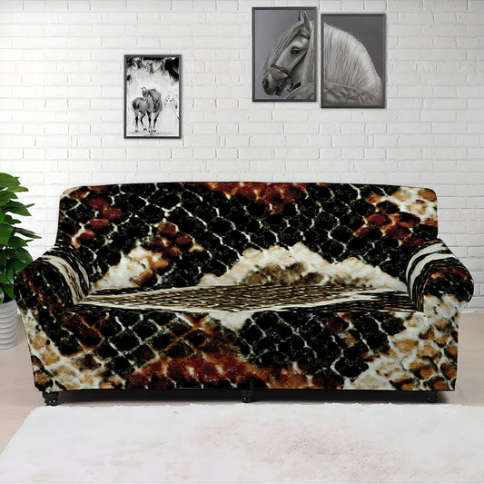 Brown And Black Snakeskin Print Sofa Cover