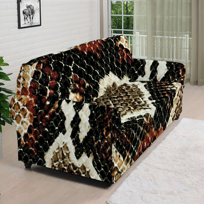 Brown And Black Snakeskin Print Sofa Cover