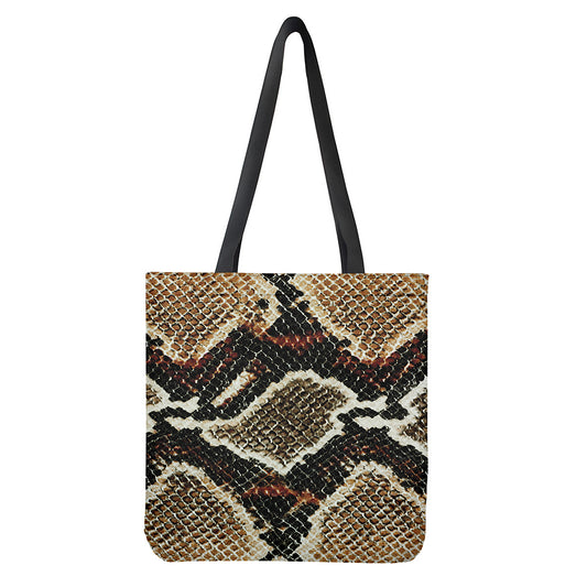 Brown And Black Snakeskin Print Tote Bag