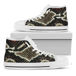 Brown And Black Snakeskin Print White High Top Shoes