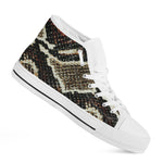 Brown And Black Snakeskin Print White High Top Shoes