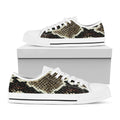 Brown And Black Snakeskin Print White Low Top Sneakers