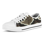 Brown And Black Snakeskin Print White Low Top Shoes