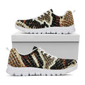 Brown And Black Snakeskin Print White Running Shoes