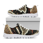 Brown And Black Snakeskin Print White Sneakers