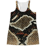 Brown And Black Snakeskin Print Women's Racerback Tank Top